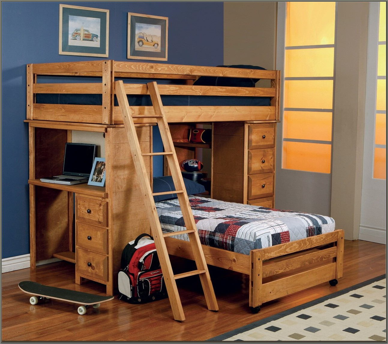Twin Over Twin Loft Bed With Desk