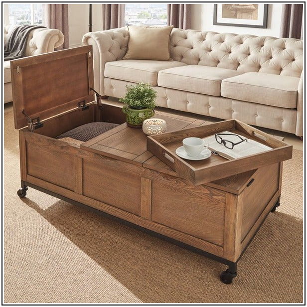 Coffee Table With Casters And Storage